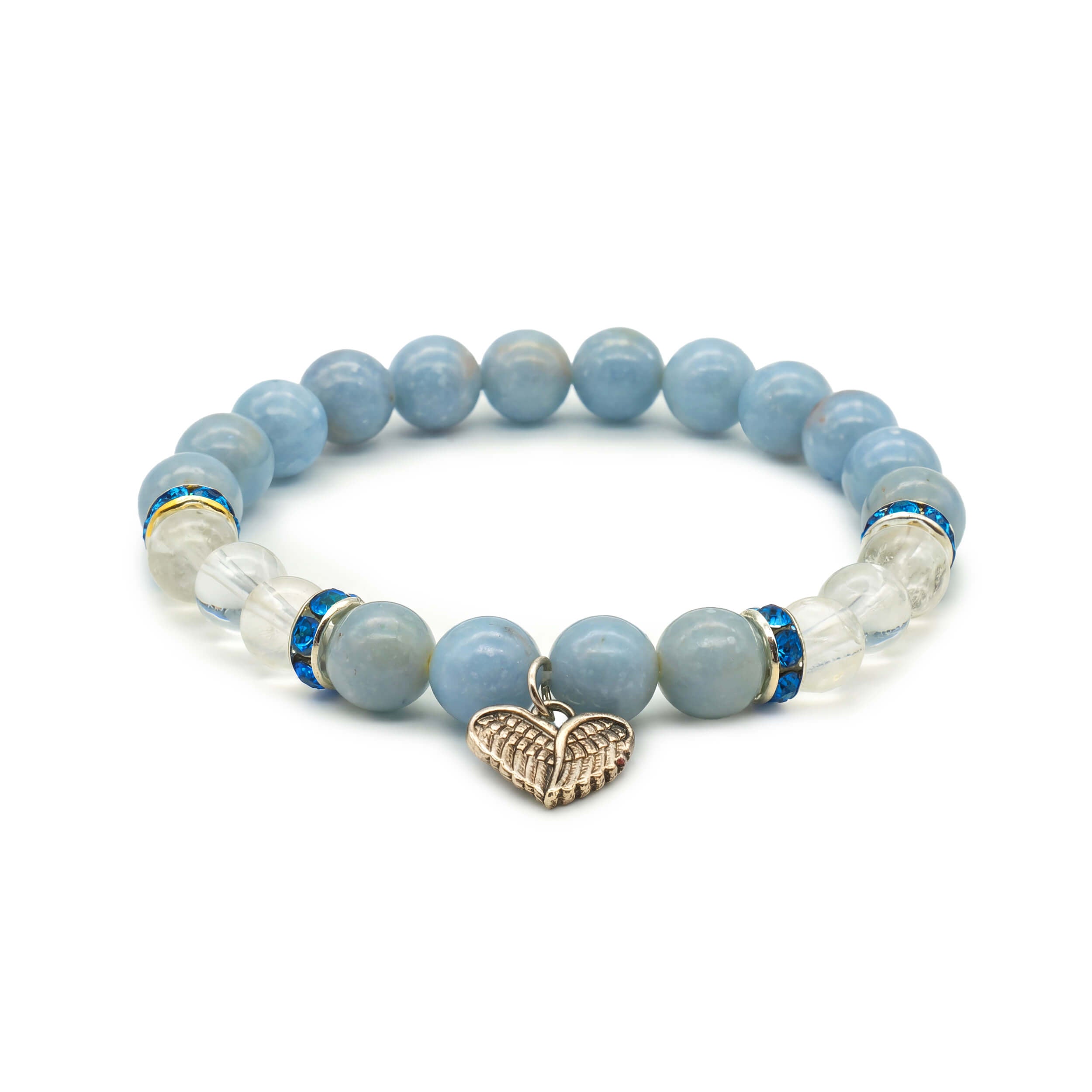 Armband Angelit/Bergkristall mit Herz