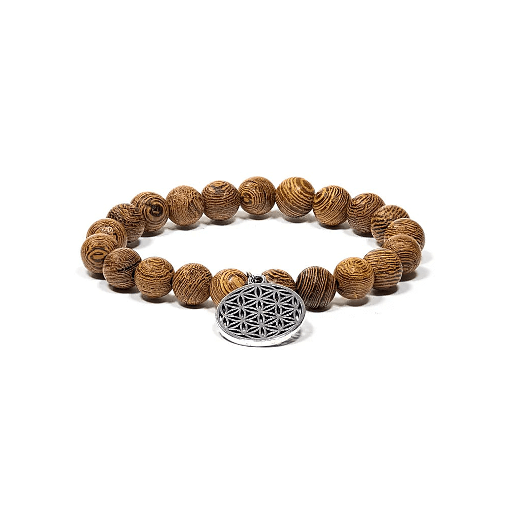 Mala Armband Wengeholz mit Blume des Lebens