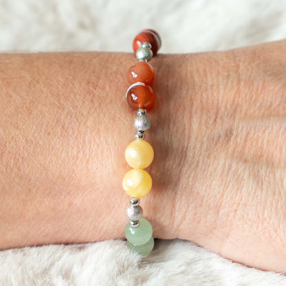 Armband 7 Chakren mit Silberkugeln