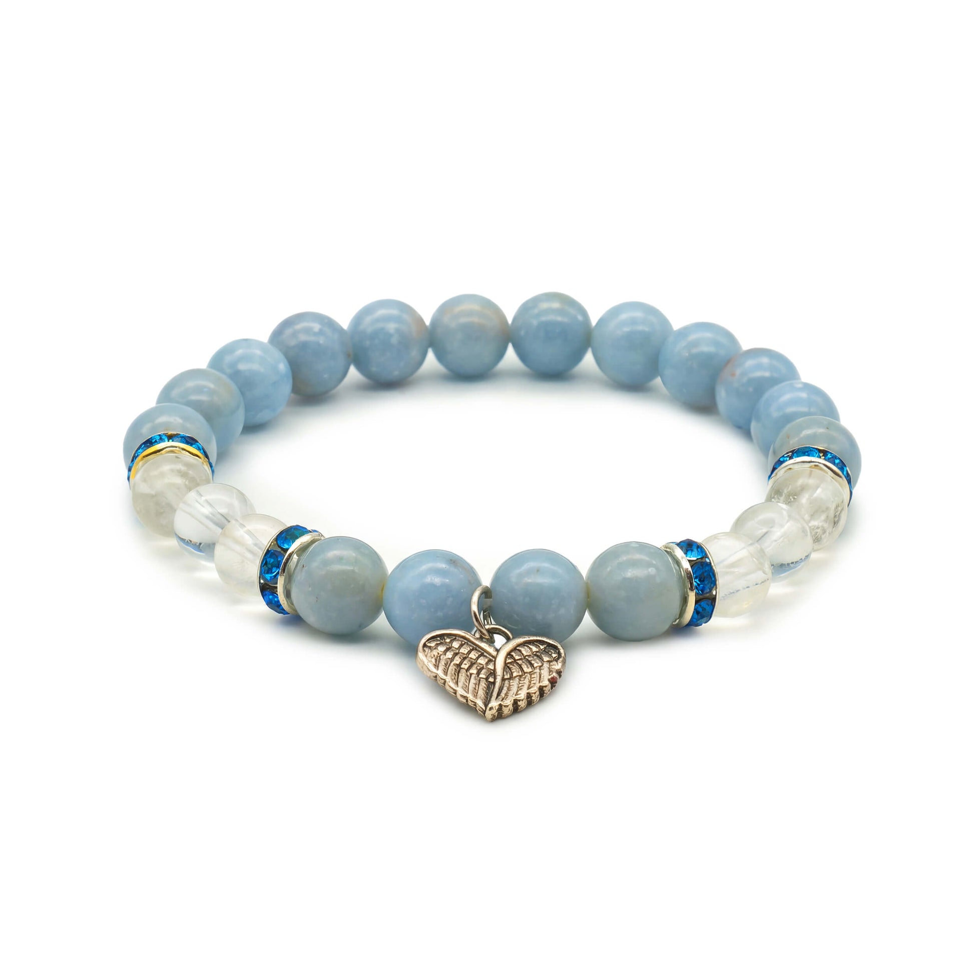 Armband Angelit/Bergkristall mit Herz