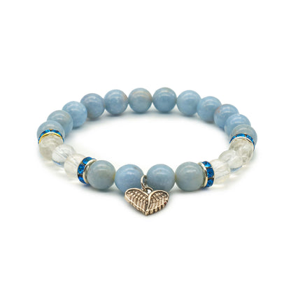 Armband Angelit/Bergkristall mit Herz