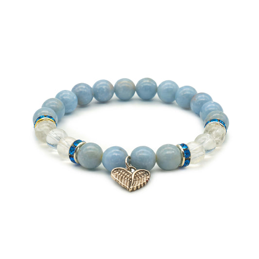 Armband Angelit/Bergkristall mit Herz