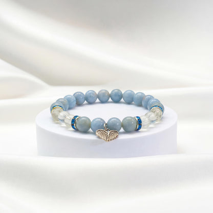 Armband Angelit/Bergkristall mit Herz