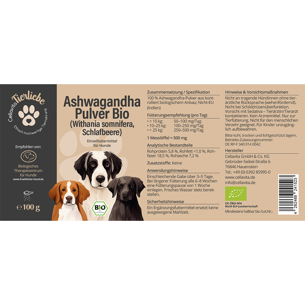 Bio Ashwagandha Pulver für Hunde