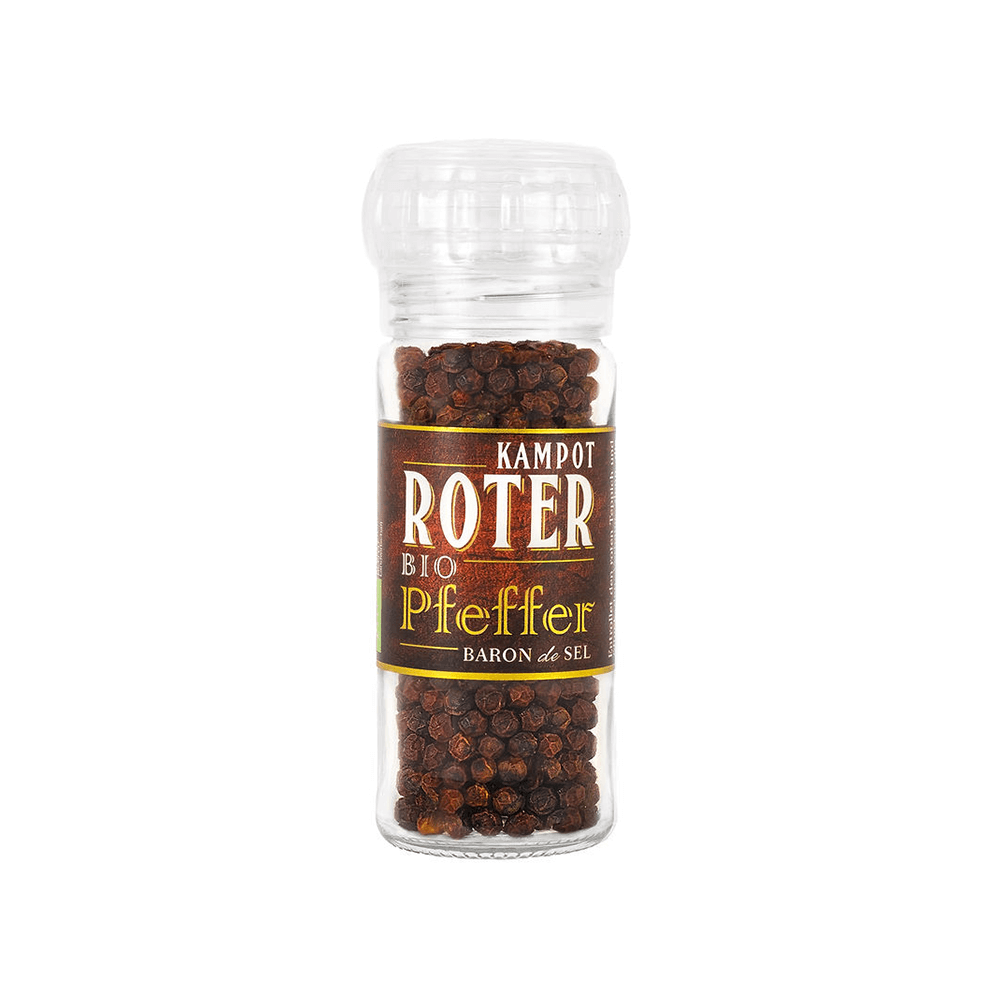 Bio Roter Kampot Pfeffer Keramikmühle (110g)