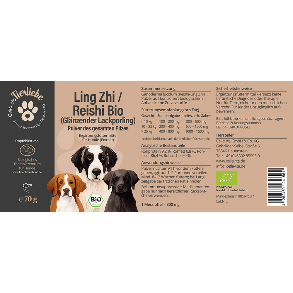 Bio Reishi/Ling Zhi Pulver für Hunde