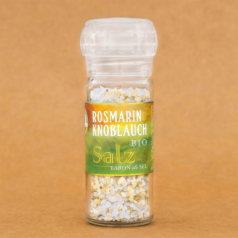 Bio Rosmarin Knoblauch Salz Keramikmühle (70g)
