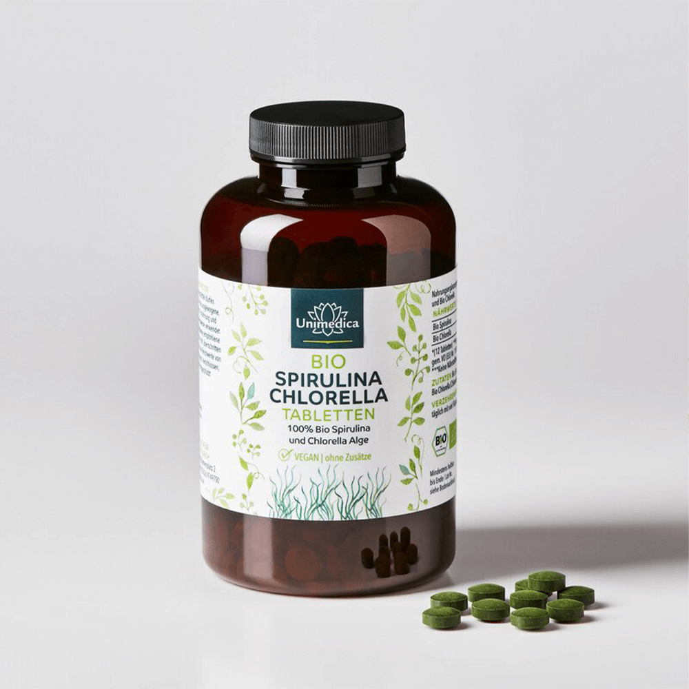 Bio Spirulina und Bio Chlorella (500 Tabletten)