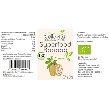 Bio Superfood Baobab Pulver