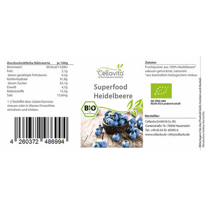 Bio Superfood Heidelbeere Pulver