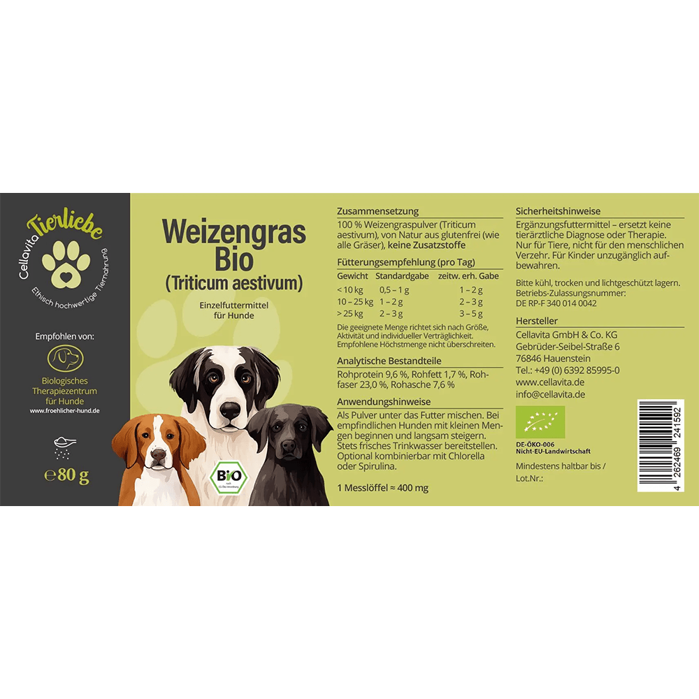 Bio Weizengras Pulver für Hunde