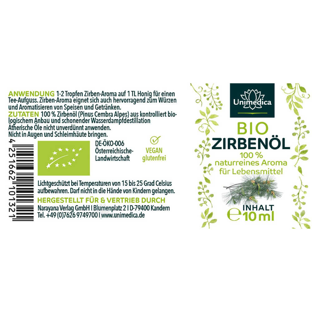 Ätherisches Bio Zirbenöl – 100 % naturrein (10 ml)