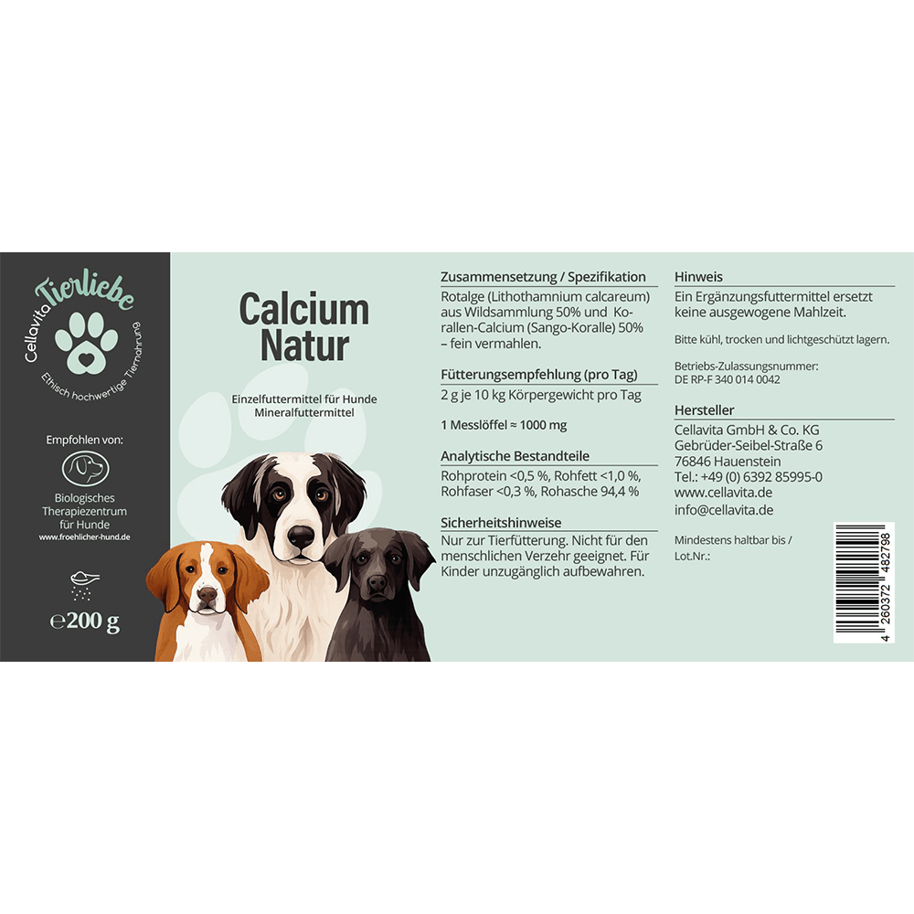 Calcium Natur Pulver für Hunde