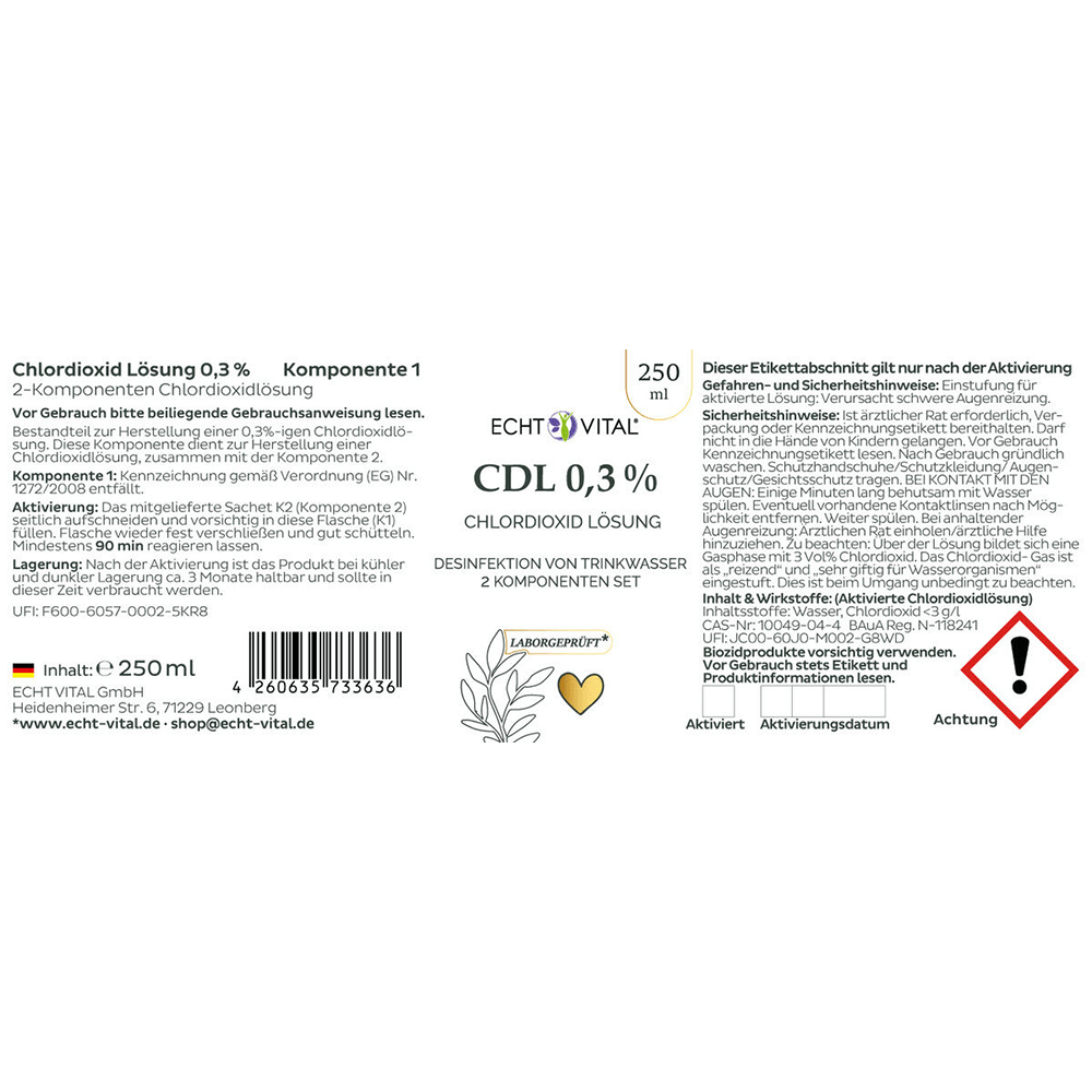 CDL/CDS Chlordioxid 0,3% 2-Komponenten-Lösung zur Selbstherstellung