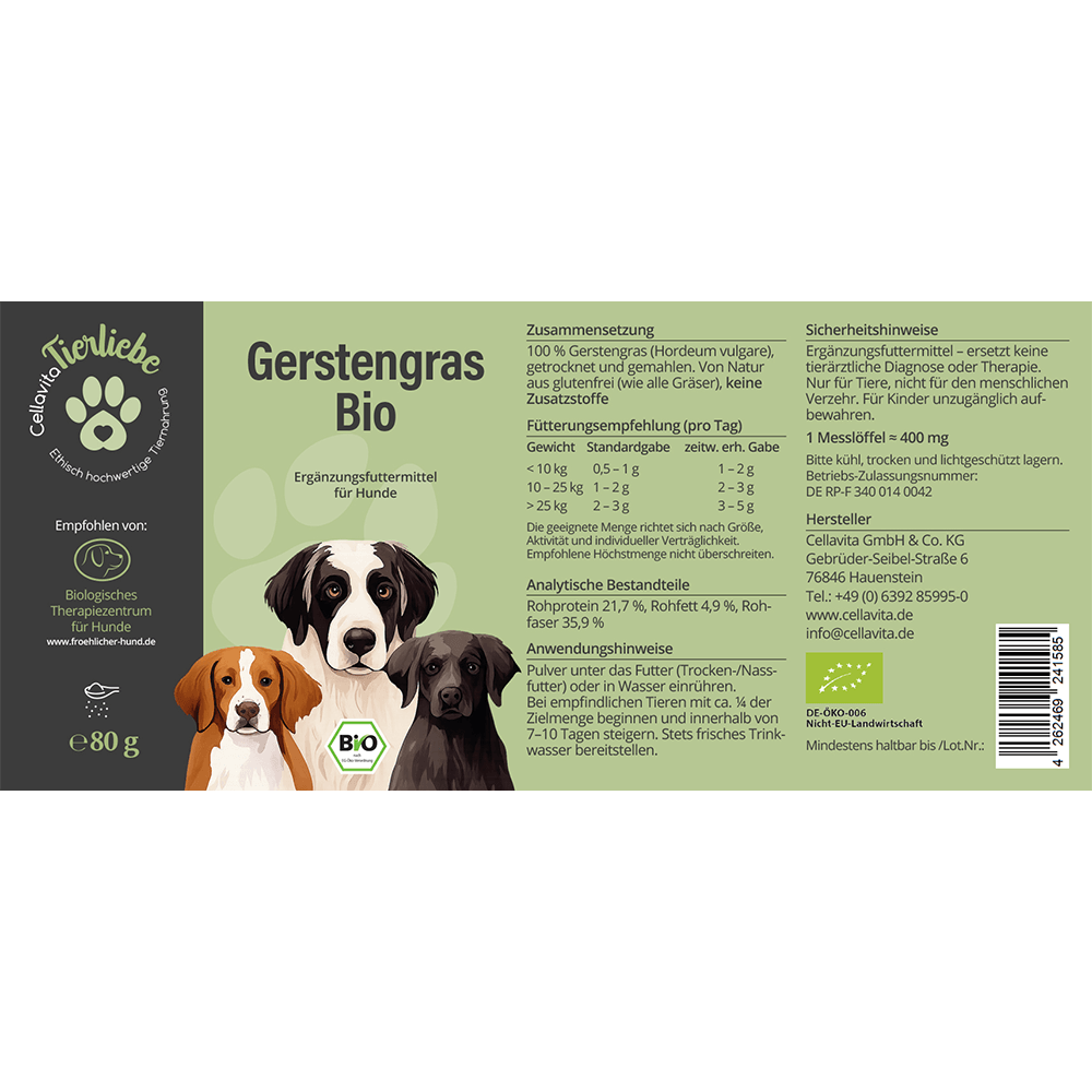 Gerstengras Pulver für Hunde
