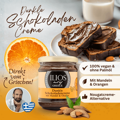 Dunkle Schokoladencreme mit Mandel und Orange (vegan)