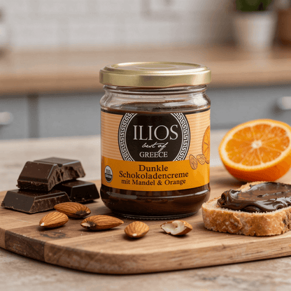 Dunkle Schokoladencreme mit Mandel und Orange (vegan)