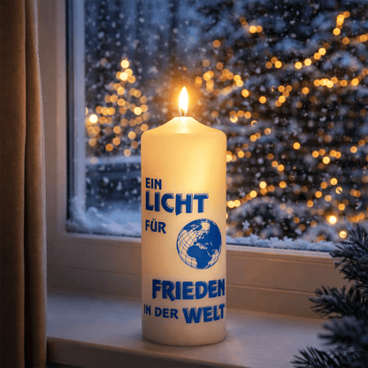 Kerze „Ein Licht für Frieden in der Welt“