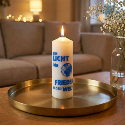 Kerze „Ein Licht für Frieden in der Welt“