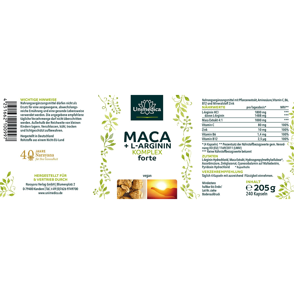 Maca + L-Arginin Komplex forte Kapseln