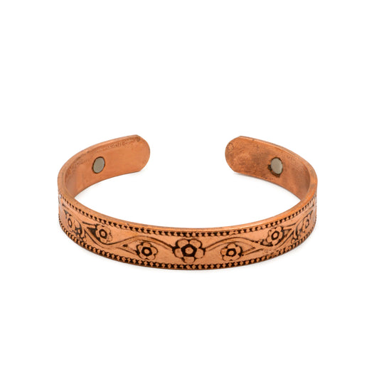 Magnetisches Kupferarmband mit Blumenmotiv