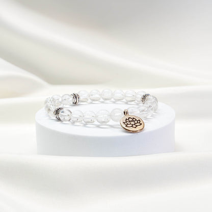 Mala Armband Bergkristall mit Lotus