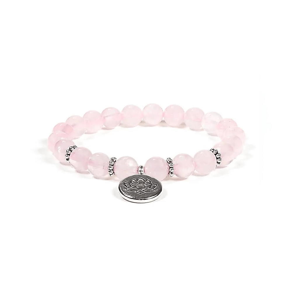 Mala Armband Rosenquarz mit Lotus