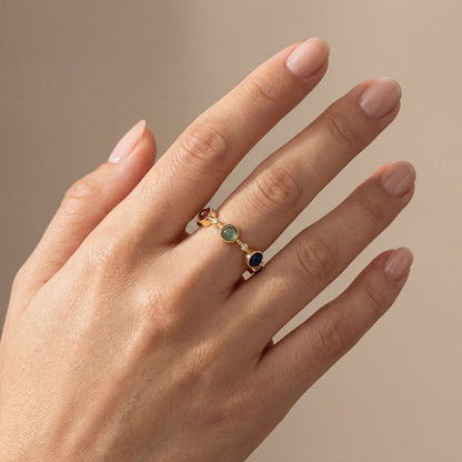 Offener Ring mit 7 Chakra Steinen