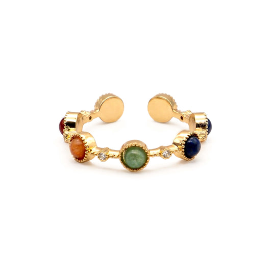 Offener Ring mit 7 Chakra Steinen