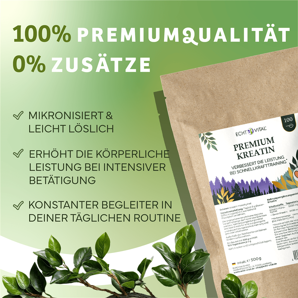 Premium Kreatin Monohydrat Pulver