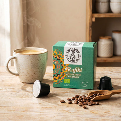 Kompostierbare Kaffeekapseln mit Bio Kaffee Rafiki