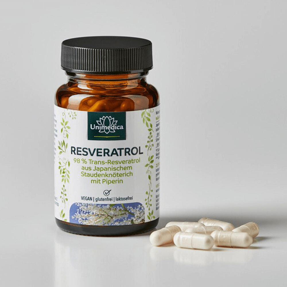 Natürliches Resveratrol + Piperin Kapseln