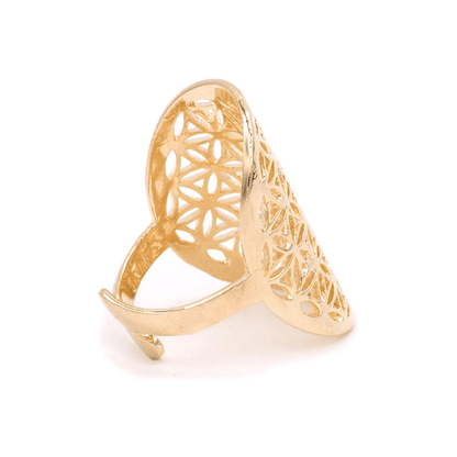 Ring Blume des Lebens vergoldet
