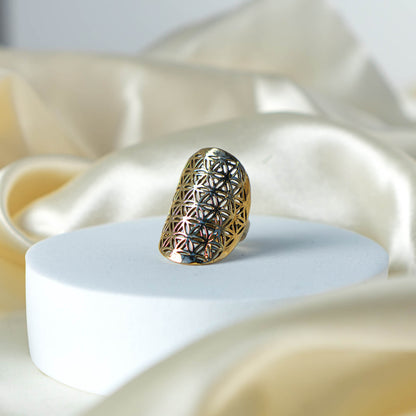Ring Blume des Lebens vergoldet
