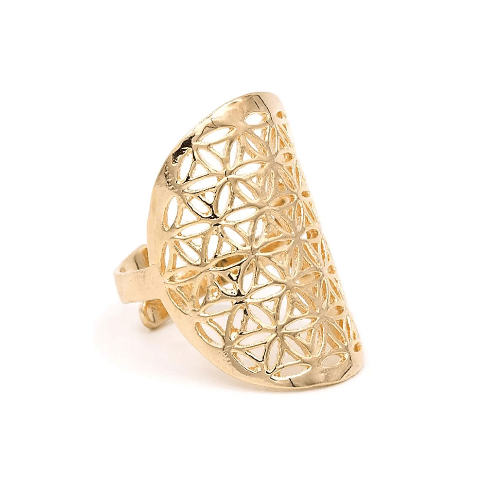Ring Blume des Lebens vergoldet