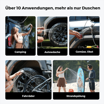 Tragbare Sofortdusche für unterwegs mit Akku und USB-C