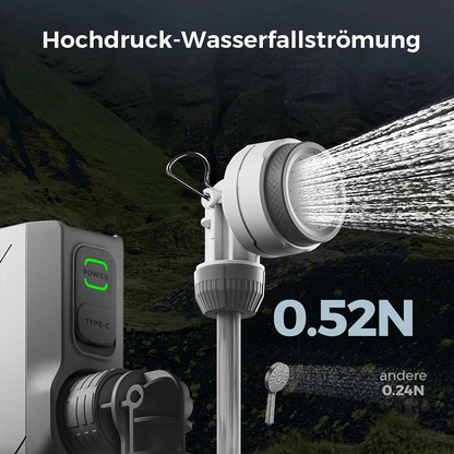Tragbare Sofortdusche für unterwegs mit Akku und USB-C