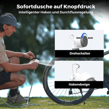 Tragbare Sofortdusche für unterwegs mit Akku und USB-C